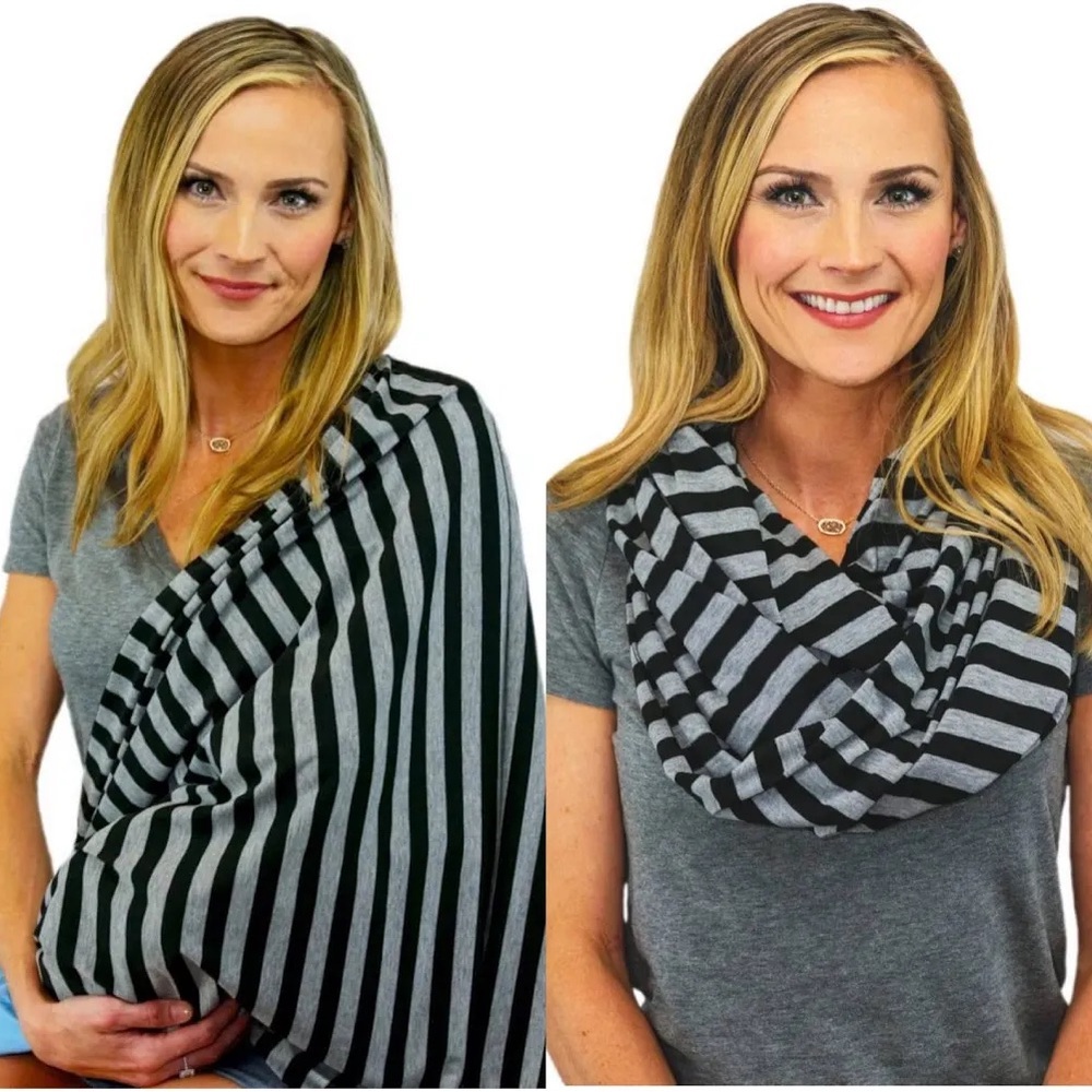 Tykes & Tails Nursing Cover Infinity Scarf gray and black